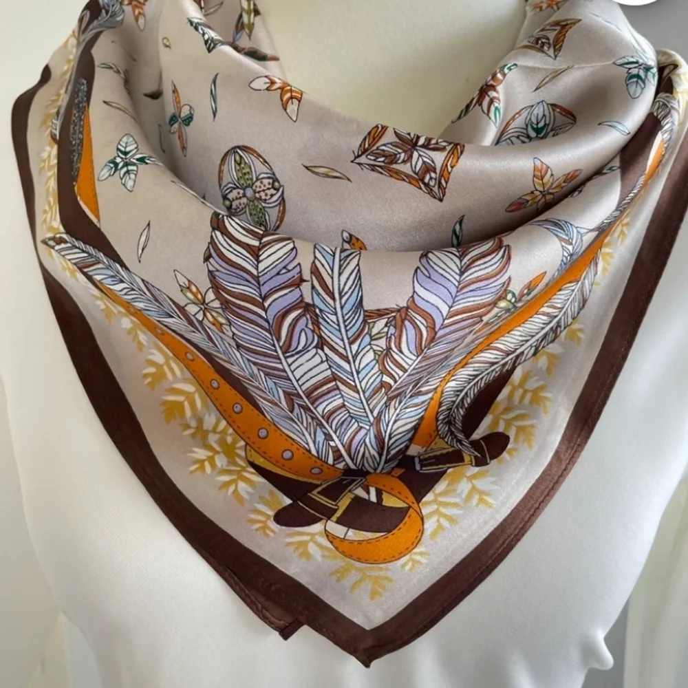 Elegant Silk Scarf with Gold Accents
